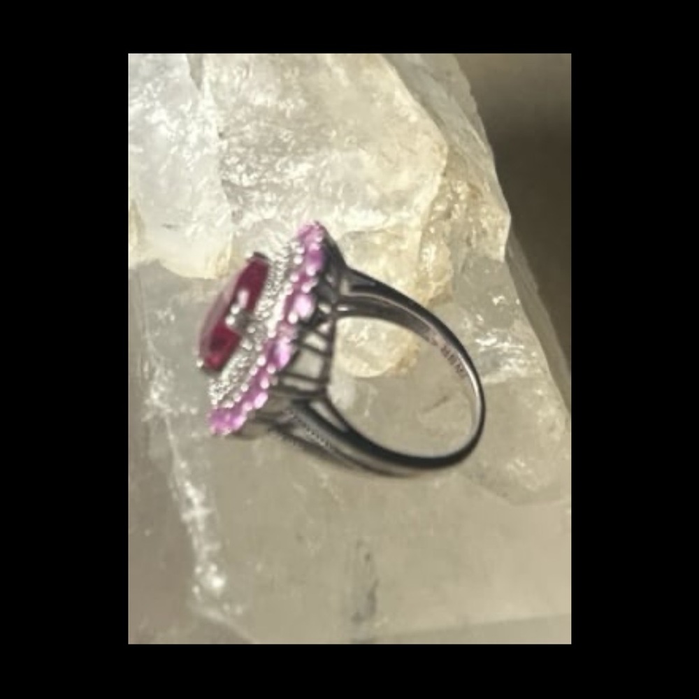 Radiant Red and pink Tourmaline Gemstone Ring size 8 - Picture 10 of 11